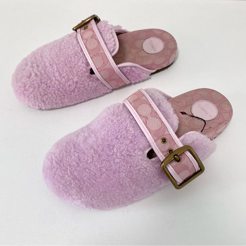 Coach Pink Shearling Slip-On Shoes
